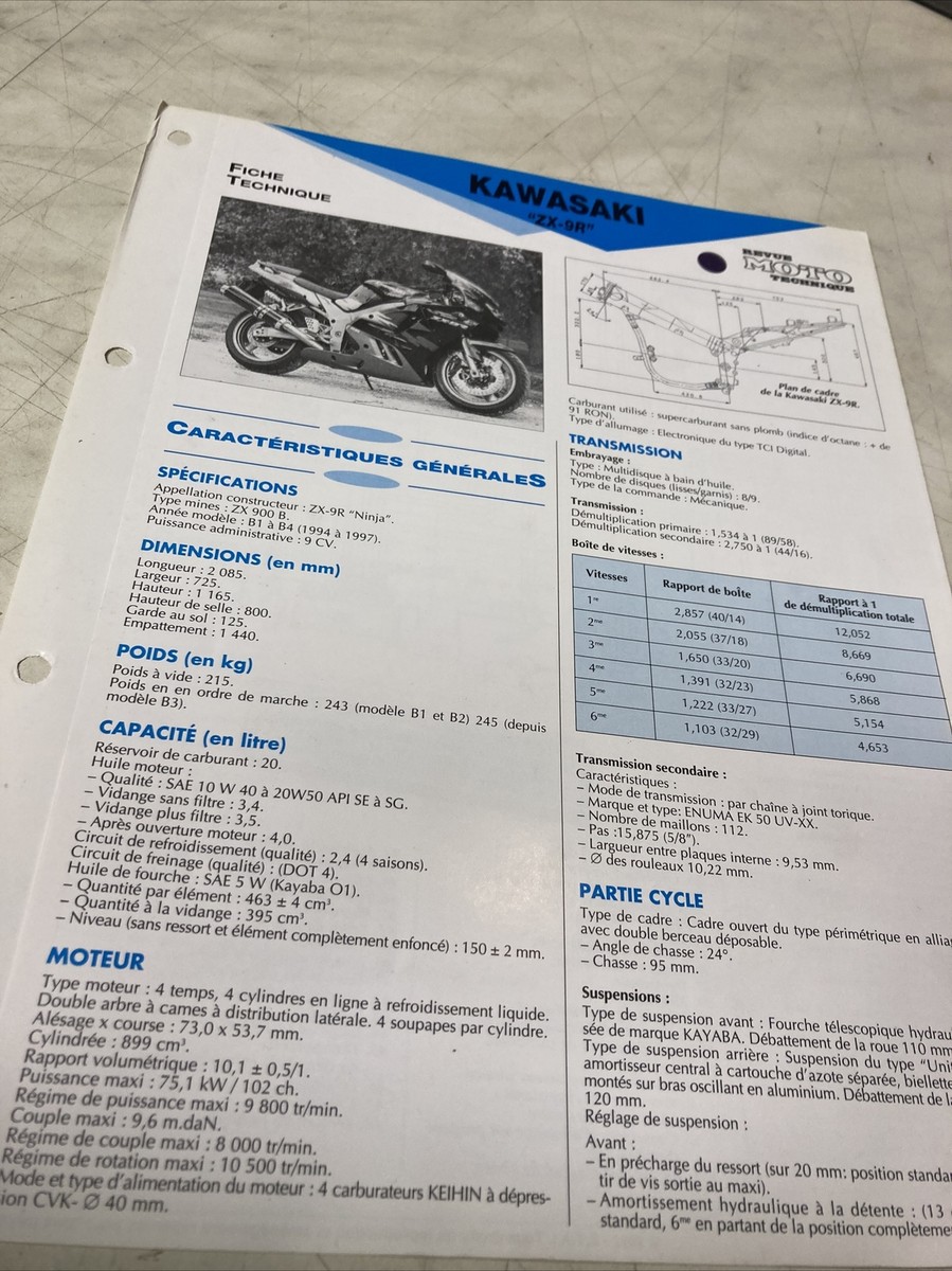Kawasaki ZX-9R ZX900B B1 To B4 Ninja 1994/1997 Form Tecnical