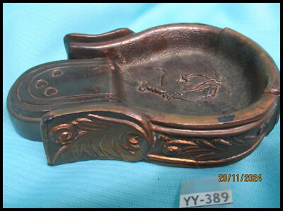 Vintage 1950's Heavy BRONZETONE Bucking Horse & Cowboy Stirrup Ashtray