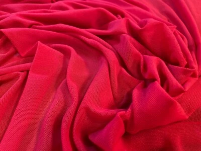 THE FABRIC MERCHANT Power Mesh Net Stretch Spandex Fabric, Per Metre - Plain - Bright Red