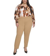Calvin Klein Women's High Rise Ankle Straight Leg Pants Luggage Plus Size 14W
