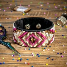 DIY Bead embroidery kit on artificial leather Bracelet