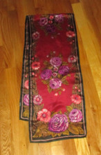 Diane Von Furstenberg Red Purple Green Floral 100 Silk Oblong Scarf 58"