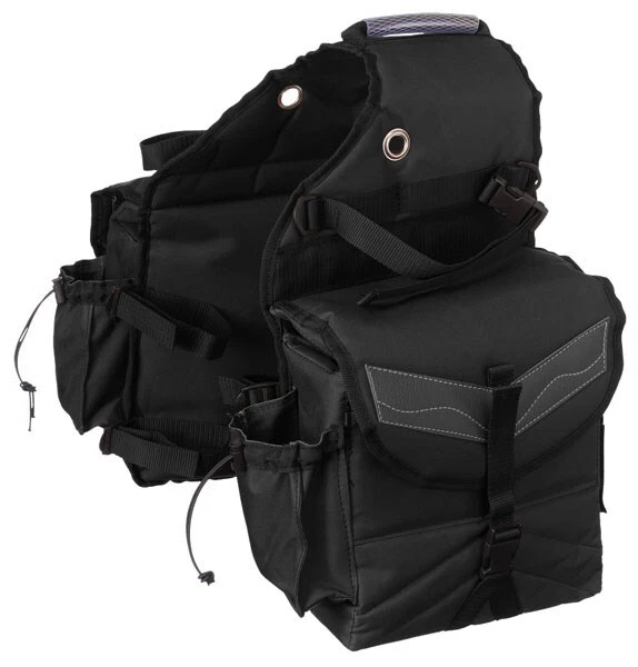 Western Saddle Bag - Multi-Pocket Nylon Saddle Bag - Black or Brown - Image 2 of 3