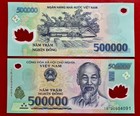 1 Million Banknote Vietnam Currency 500000 VND x 2 notes 1,000,000 DONG P-124