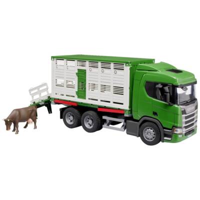 bruder Scania Super 560R Tiertransporter mit Rind Fertigmodell Nutzfahrzeug