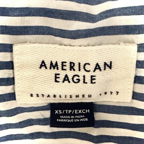 AMERICAN EAGLE || Premium Poplin Boyfriend Shirt in Navy - SZ XS - Picture 7 of 10