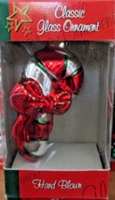 HAND BLOWN GLASS Christmas CANDY CANE ORNAMENT New In Box
