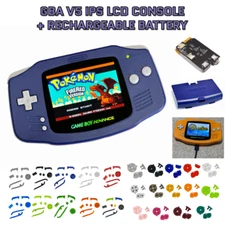 Nintendo Game Boy Advance GBA V5 IPS LCD INDIGO USB-C Rechargeable Battery