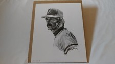 1987 Allen Alan Landsman Billy Martin Oakland A's 11X14 Baseball Art Sketch