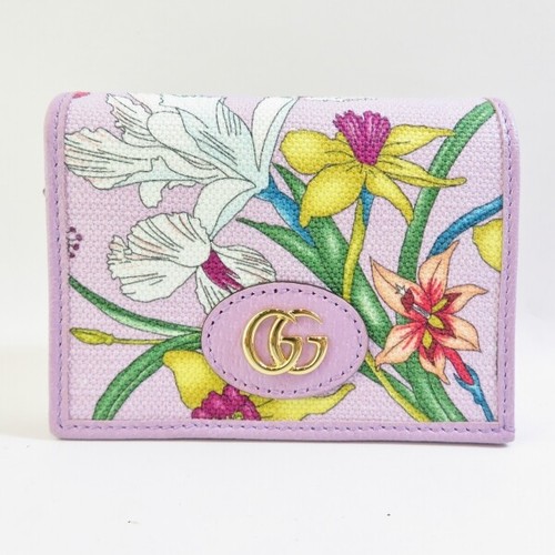 GUCCI Flora GG Marmont Compact Wallet 