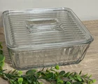 Vtg Anchor Hocking 1932 Design Ribbed 9x9 Refrigerator Baking Dish Lid 12-Cup