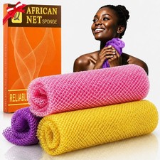UJFQBH 3 Pack African Net Sponge, African Exfoliating Net Bath Sponge Long Net B