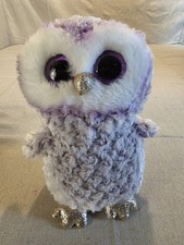 Ty Beanie Boos Moonlight Purple Owl Plush Stuffed Animal 9" USED