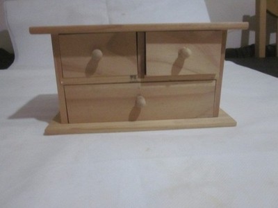 holz aufbewahrungsbox mit 3 Schubladen umlackierbar alt gebraucht Top Zustand