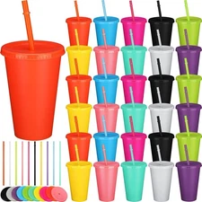 Remerry 80 Pcs Plastic Cups with Lids and Straws Reusable Tumblers Holiday Dr...