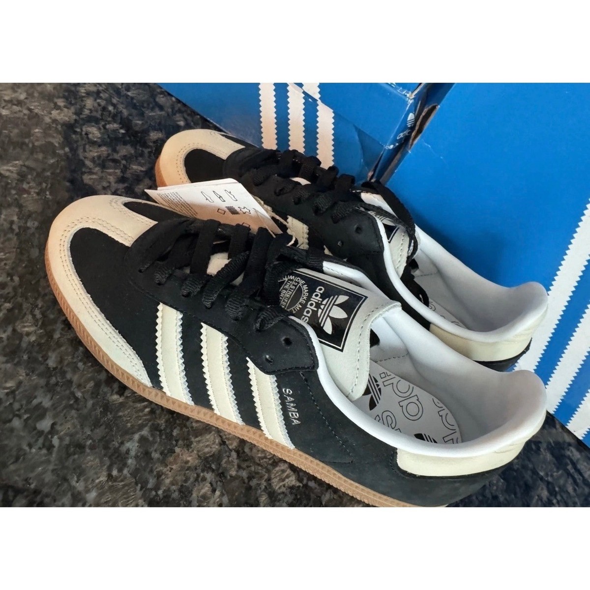 Adidas Samba Sz 7 OG Core Black Wonder White Gum Sole Suede