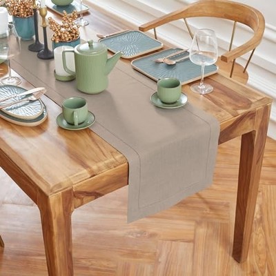  Linen Natural Table Runner 72 Inches Long - 100% Pure 14 x 72 Inch 03: Natural