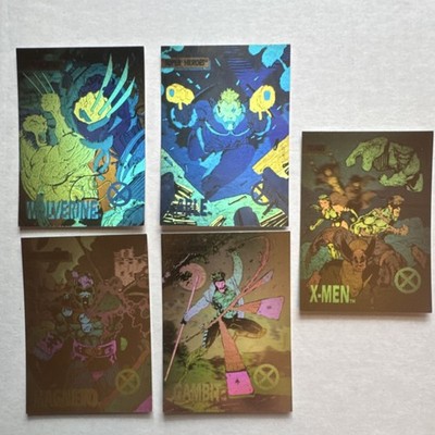 1992 Impel Marvel X-Men Series 1 Gold Hologram Chase Insert Set (XH-1 to XH-5)