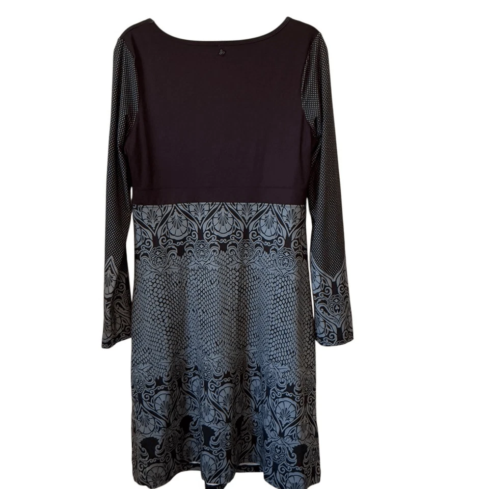 Vestido Prana Holly Negro y Azul Hielo Manga Larga Talla XL Informal Foto 4 de 4