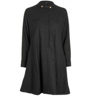 Gucci 2012 Band Collar Shirt Dress Womens 8 Black Wool