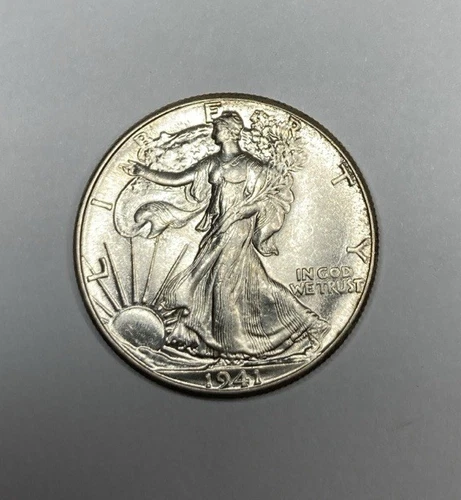 1941 Walking Liberty Half Dollar Bright White  AU++