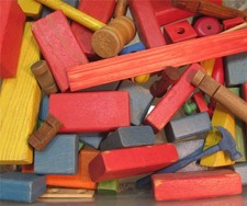 Vintage LOT Wooden ITEMS / BLOCKS 50 PIECES