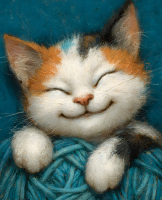 8x10 Cat Sleeping on Blue Blanket Art Print - 631228835
