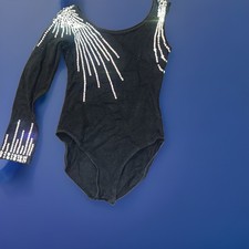 Ballet, Figure Skating, Dance, Gymnastics, Black Leotard one Long Sleeve.
