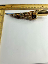 Gold Tone Floral Rhinestone Metal Hair Clip Barrette Decorated Flower