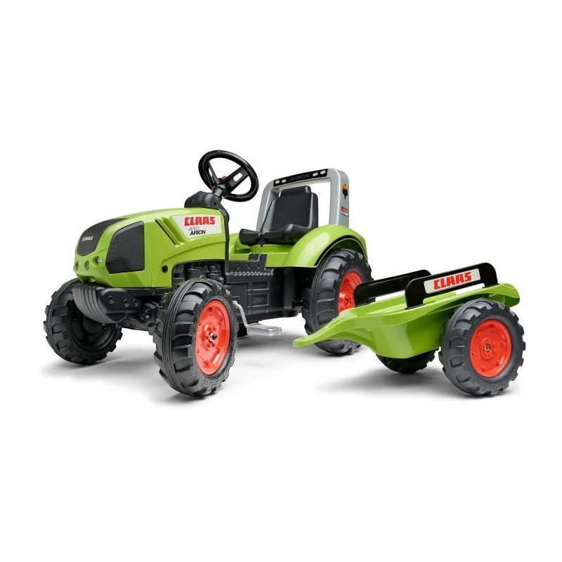 Tracteur à pédales Falk vert Claas avec remorque 100% fabriqué en France