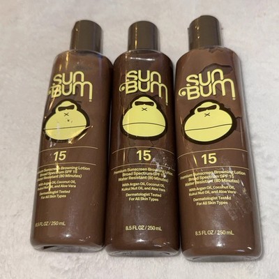 Lot of 3 Sun Bum Premium Sunscreen Browning Lotion SPF 15 8.5 oz Each.