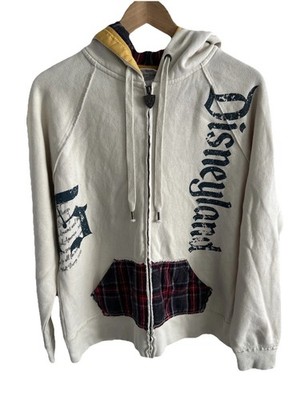 Disneyland Resort 55th Anniversary cremefarben karierter Kapuzenpullover mit Reißverschluss Damengröße XL