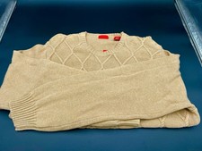 IZOD Men  s Cable Knit Pullover Sweater Light Brown Size XL NWT