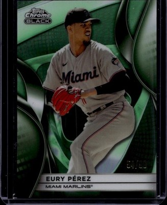 2025 Topps Chrome Black #125 Eury Pérez Green #/99