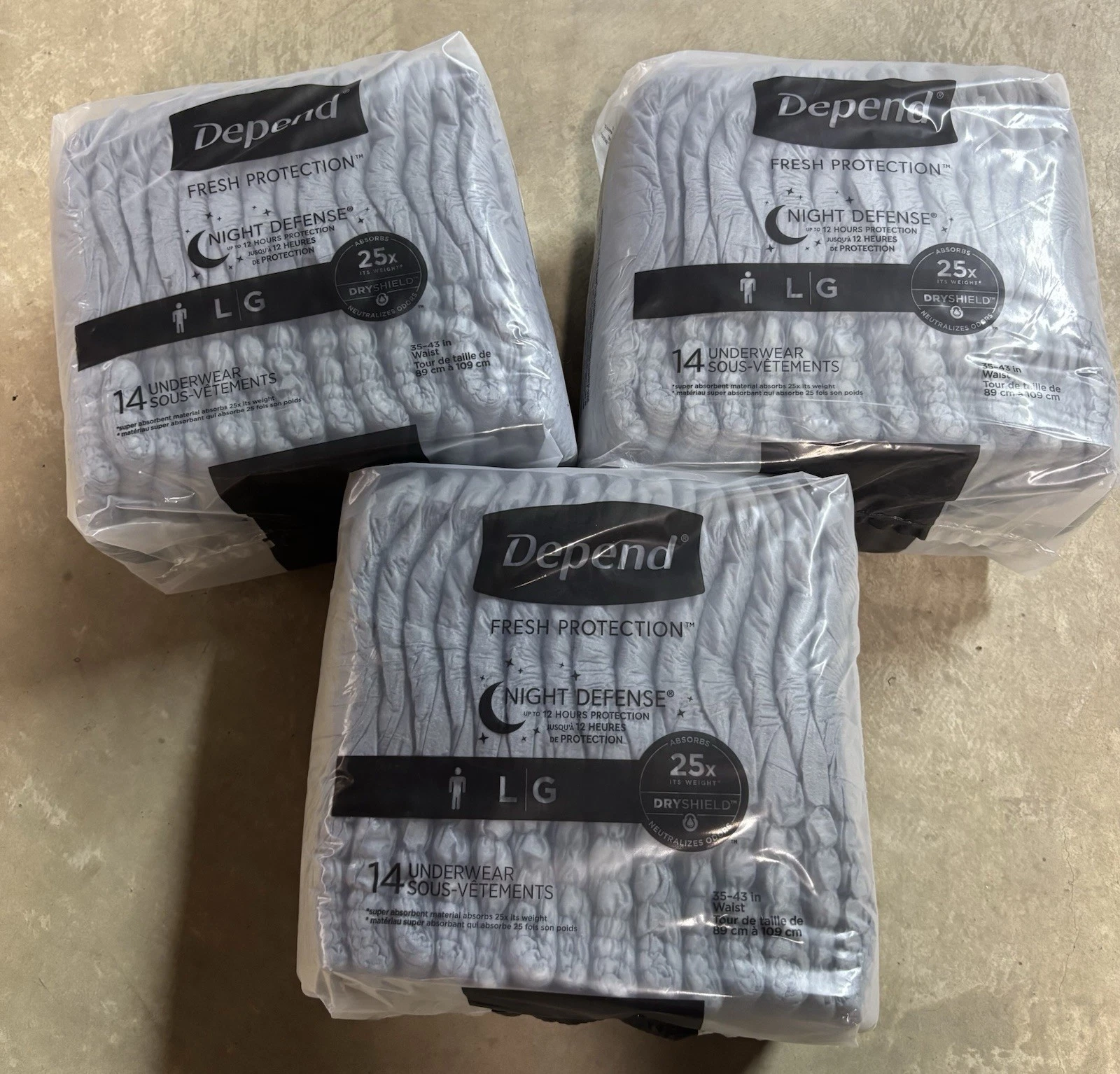 Depend Night Defense Incontinence Underwear- Men Adult Diapers Large 42 Count