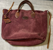 Vintage G.H. Bass Co Red Maroon Suede Leather Tote Bag Brown Handles EVC