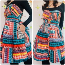 Y2K Western Boho Fairy Grunge Cottage Core Global Patchwork Dress - M