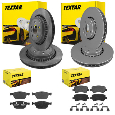 TEXTAR BREMSSCHEIBEN + BELÄGE VORNE + HINTEN passend für VOLVO XC60 Bj 2008-2017