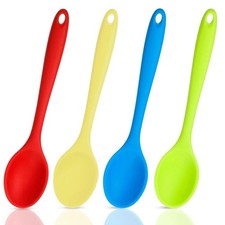 4 Pcs Mixing Spoons for Cooking, 8" Small Silicone 8 x 1.7 inch, Multicolor