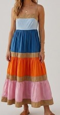 Crew Colorblock Tiered Maxi Dress Womens 14 Multicolor Cotton See Last Picture