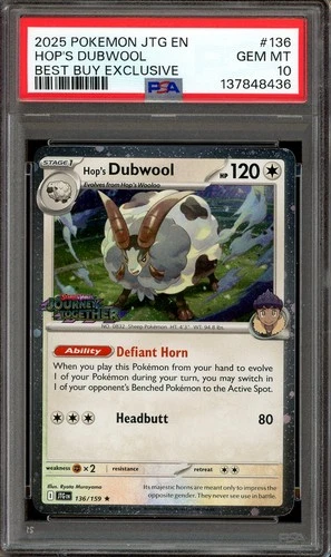 Pokemon TCG Scarlet & Violet Journey Together #136 Hop's Dubwool Best Buy PSA 10