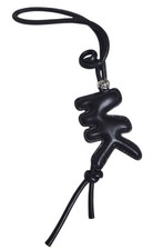 Michael Kors Puffy Logo Leather Bag Charm Keychain Black Silver 32F5SF3K6O New