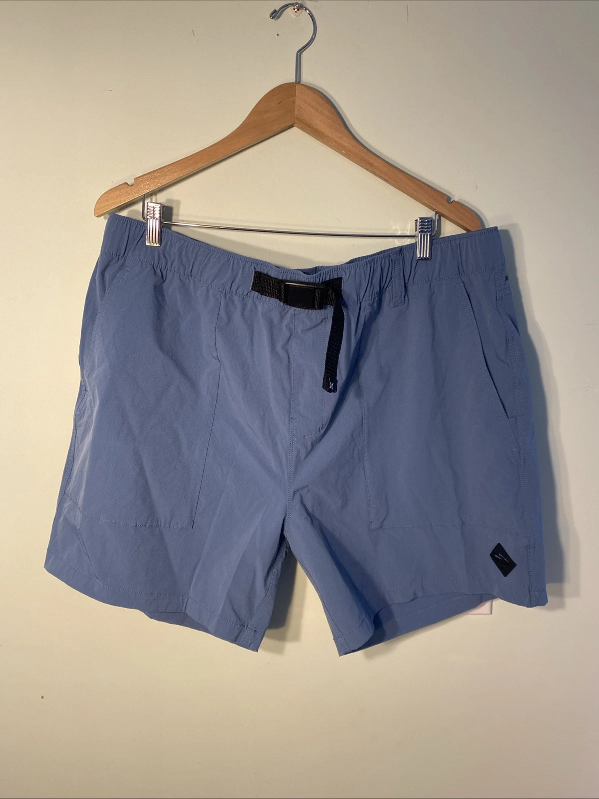 Hurley Mens XXL Phantom Shorts 6" Inseam Blue Belt Elastic Waist Quick Dry Nylon