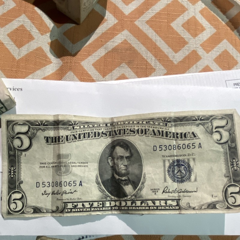 1953 $5 & 1935 $1 United States Banknotes Circulated D53086065A D13524256J