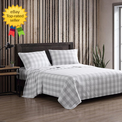 Queen Sheets Cotton Flannel Bedding Set, Brushed for Extra Softness