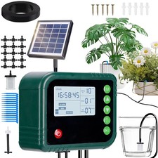 Powerful Solar Water Pump Irrigation Kit LCD Timer 15M Hose Auto Alarm
