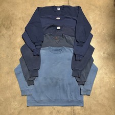Lot of 5 Vintage Sweatshirts Crewneck Blank Faded Blue Heavyweight L XL 90s USA