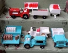 Vtg Tonka Airlines Luggage Sets Lot Red & Aqua Blue w Jeep & Servicar Extras 60s