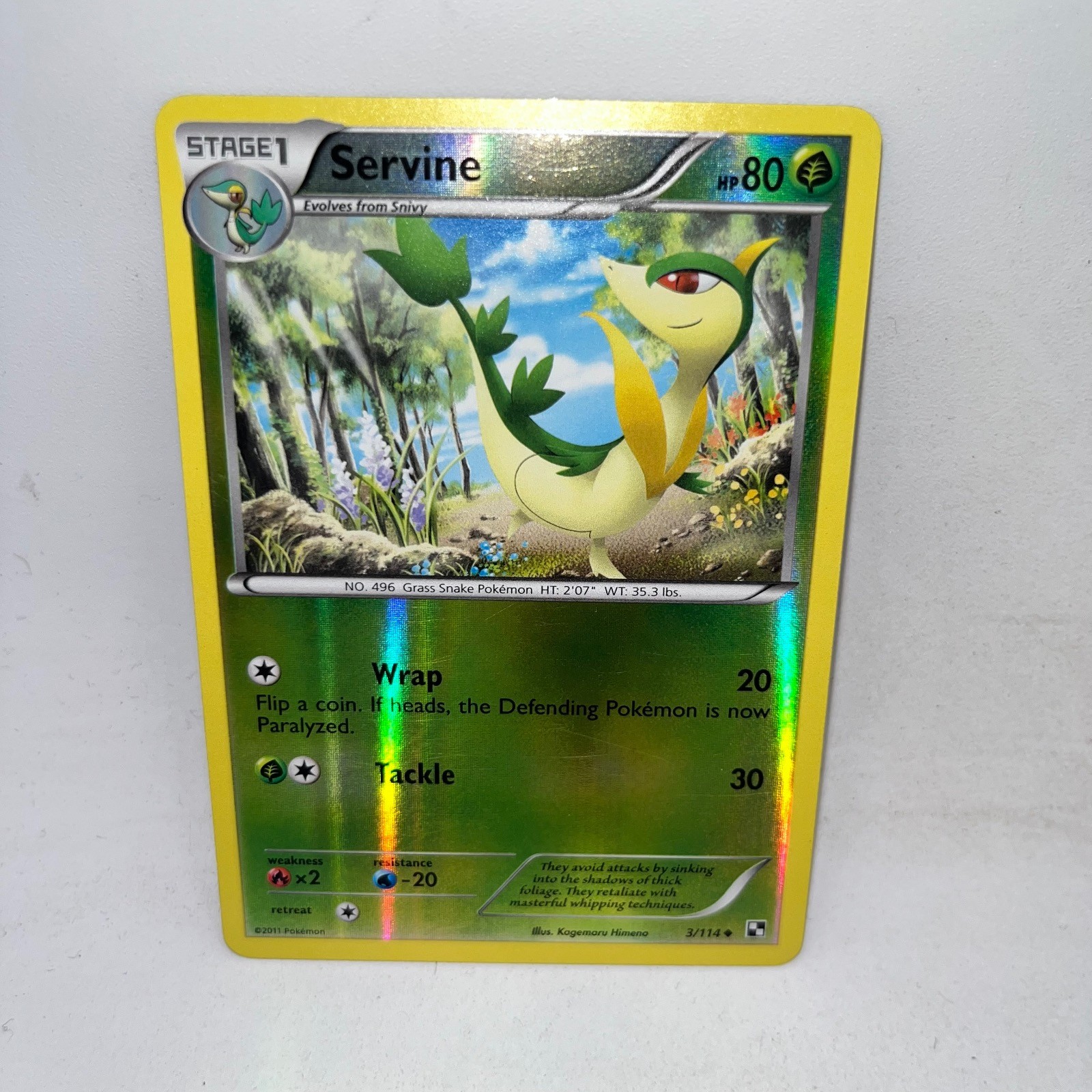 Servine 3/114 Uncommon Black & White Pokemon Reverse Holo Lightly Played