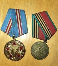 2 -USSR Soviet Military 40 Year Jubilee of Great Patriotic War  50 Year Medals
